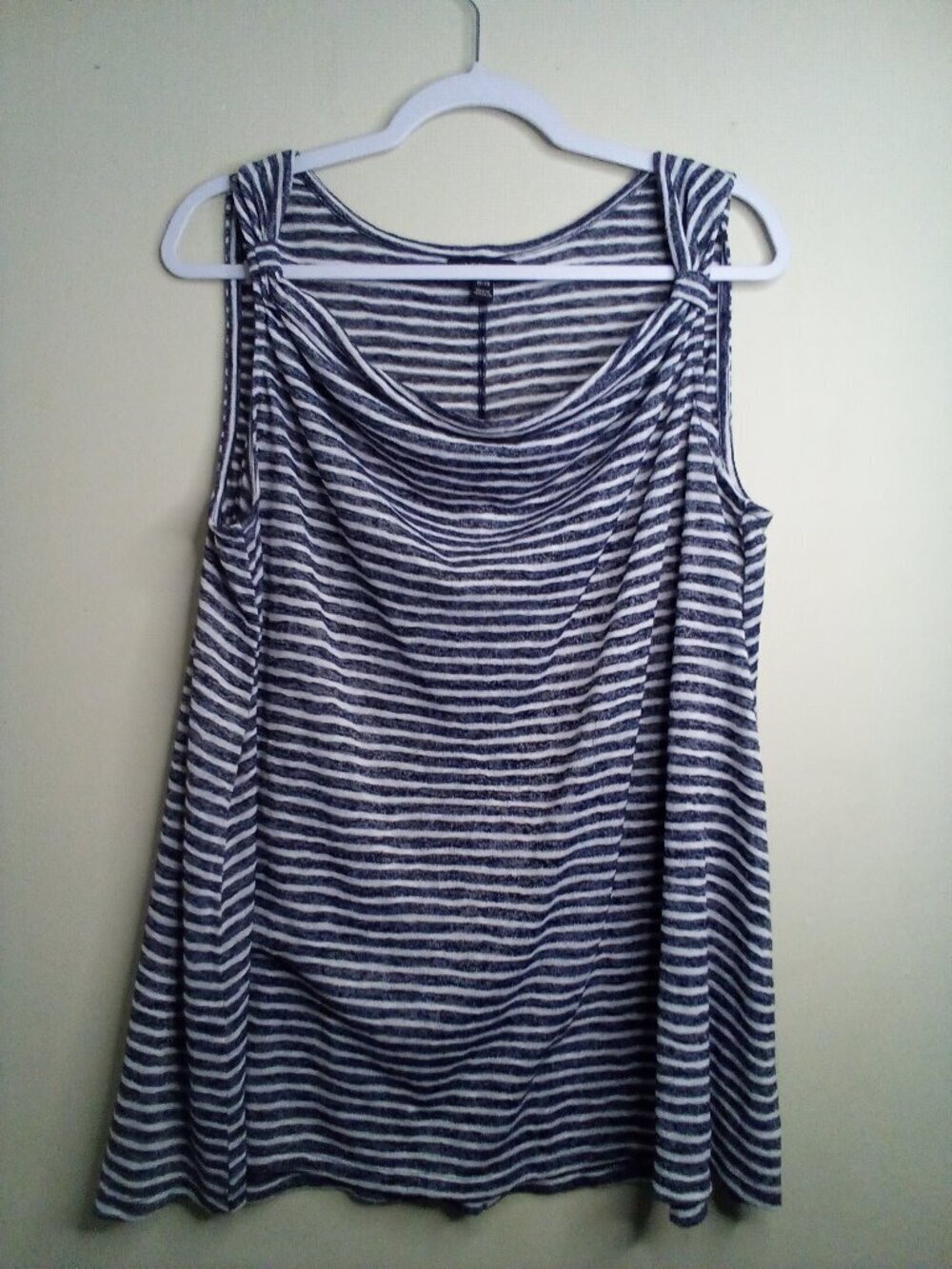 Lane Bryant Shirt Women 18 20 Sleeveless Soft Stretch Stripe Blue White
